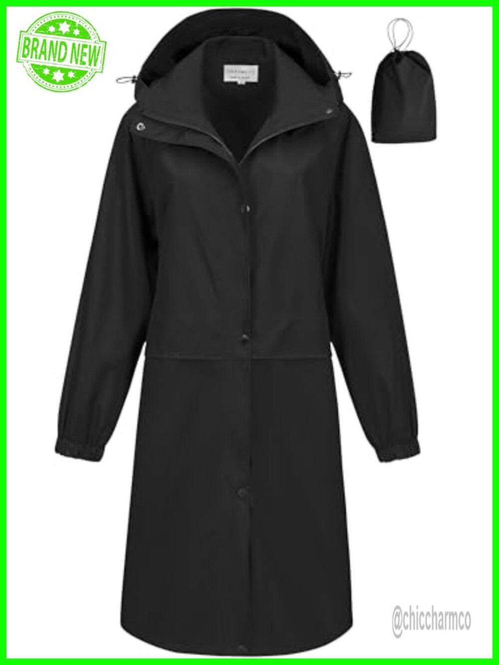 Women's Waterproof Long Raincoat Lightweight Packable Windbreaker with